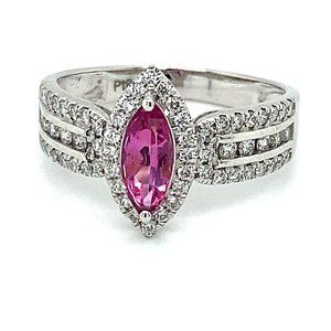 Cert Pink Sapphire .80ct Diamonds Platinum Ring
